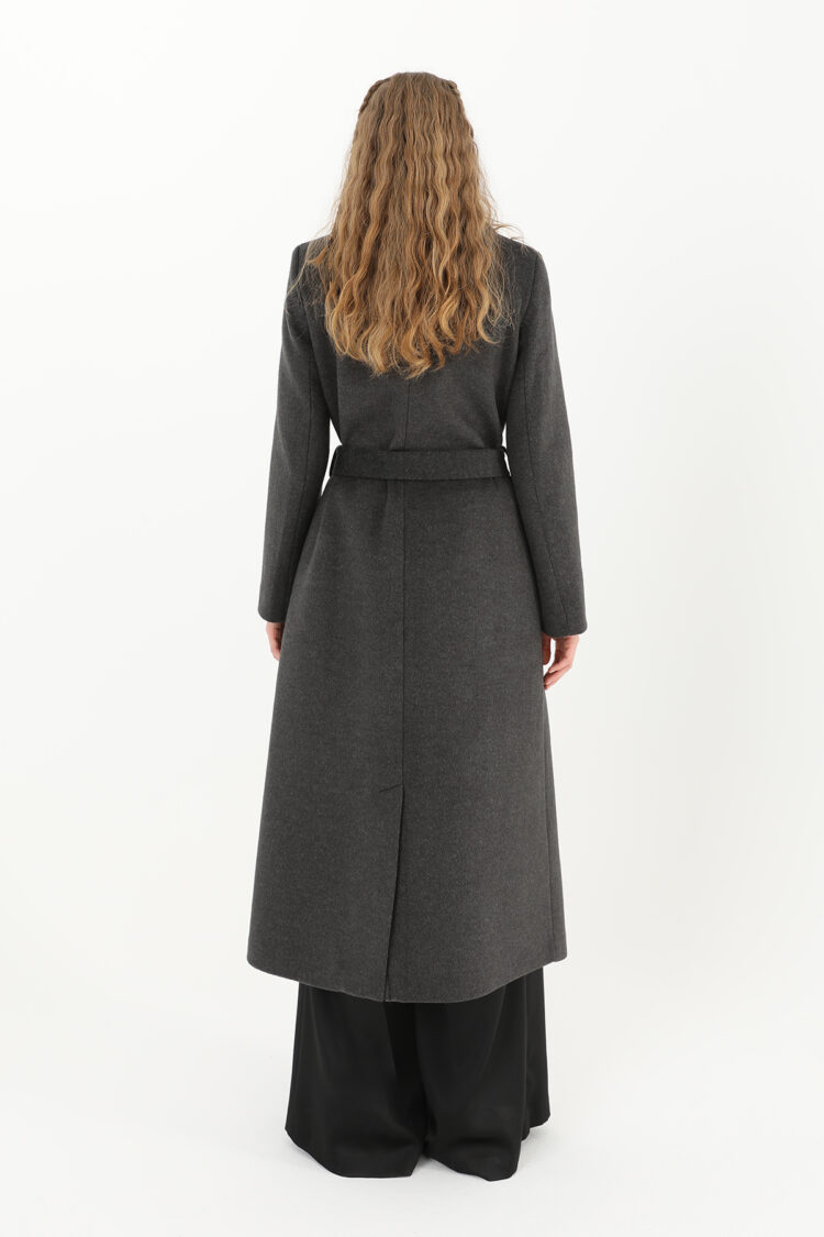 Grey Elegant Wrapover Coat