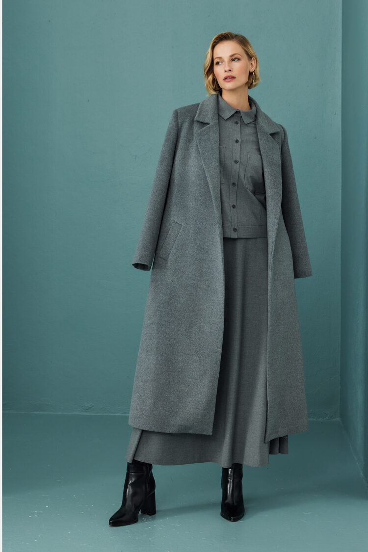 Grey Elegant Wrapover Coat - Brand: Puane - Women & Kids, Baby Clothes Wholesale - Globality Store