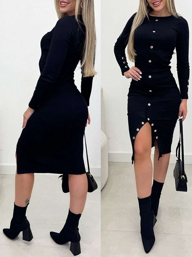 Black Bodycon Dress With Long Sleeves - Brand: Janes - Women & Kids, Baby Clothes Wholesale - Globality Store