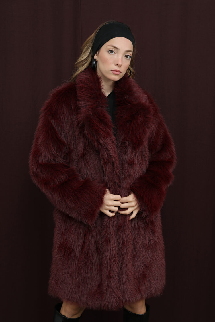 ClaretElegant Fur CoatLong Oversized Fit - Brand: SOUL - Women & Kids, Baby Clothes Wholesale - Globality Store