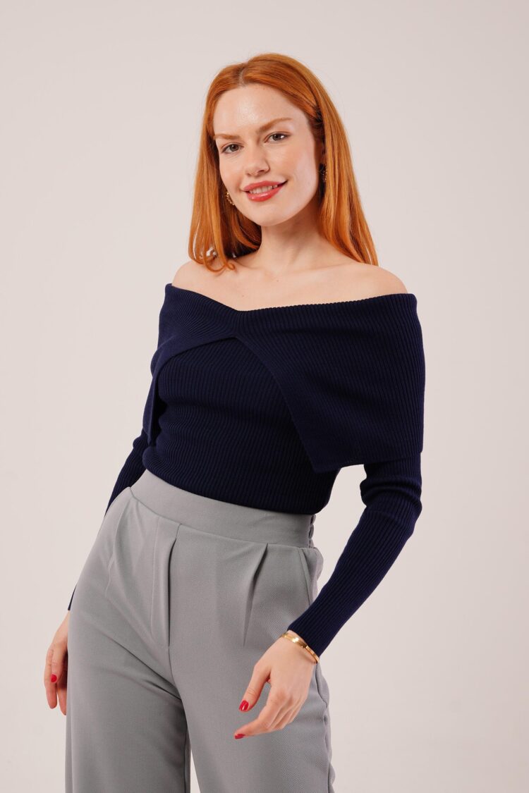 Sweater With Off Shoulder Neck - Brand: Lustrin - Women & Kids, Baby Clothes Wholesale - Globality Store