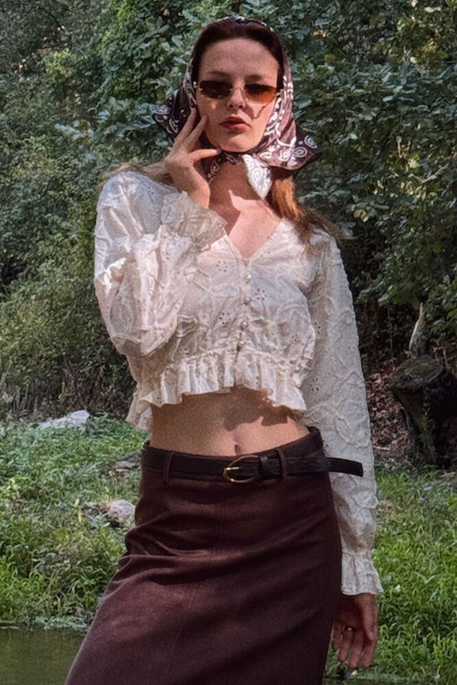 Beige Vintage Elegant Crop Blouse - Brand: Topshow - Women & Kids, Baby Clothes Wholesale - Globality Store