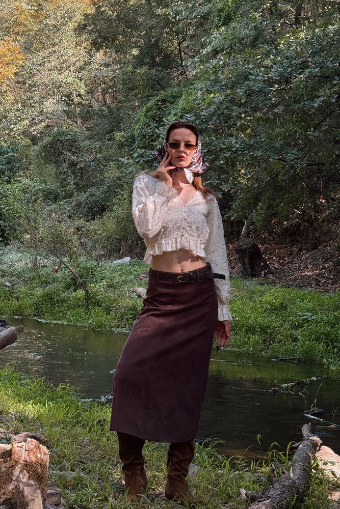 Beige Vintage Elegant Crop Blouse