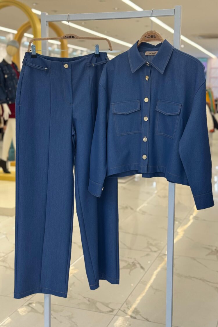 Blue Casual Streetwear Elegant Set