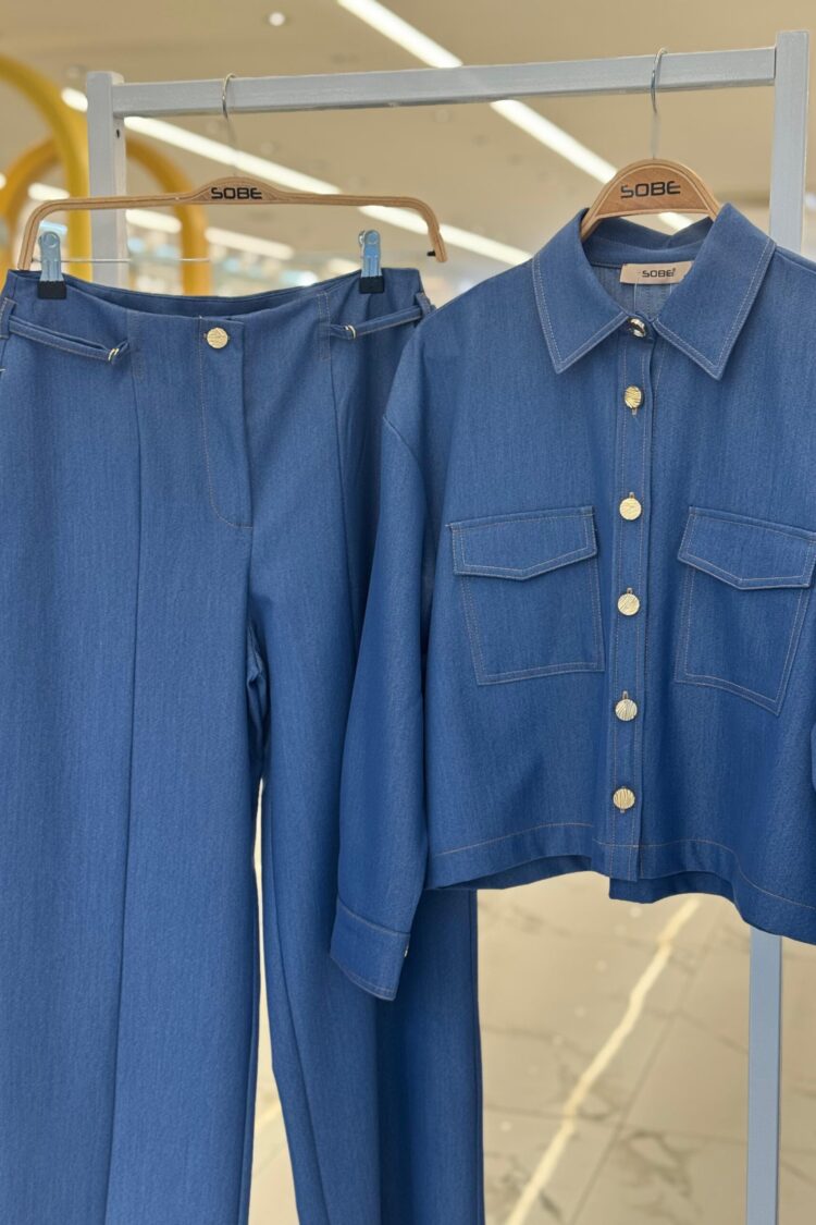 Blue Casual Streetwear Elegant Set