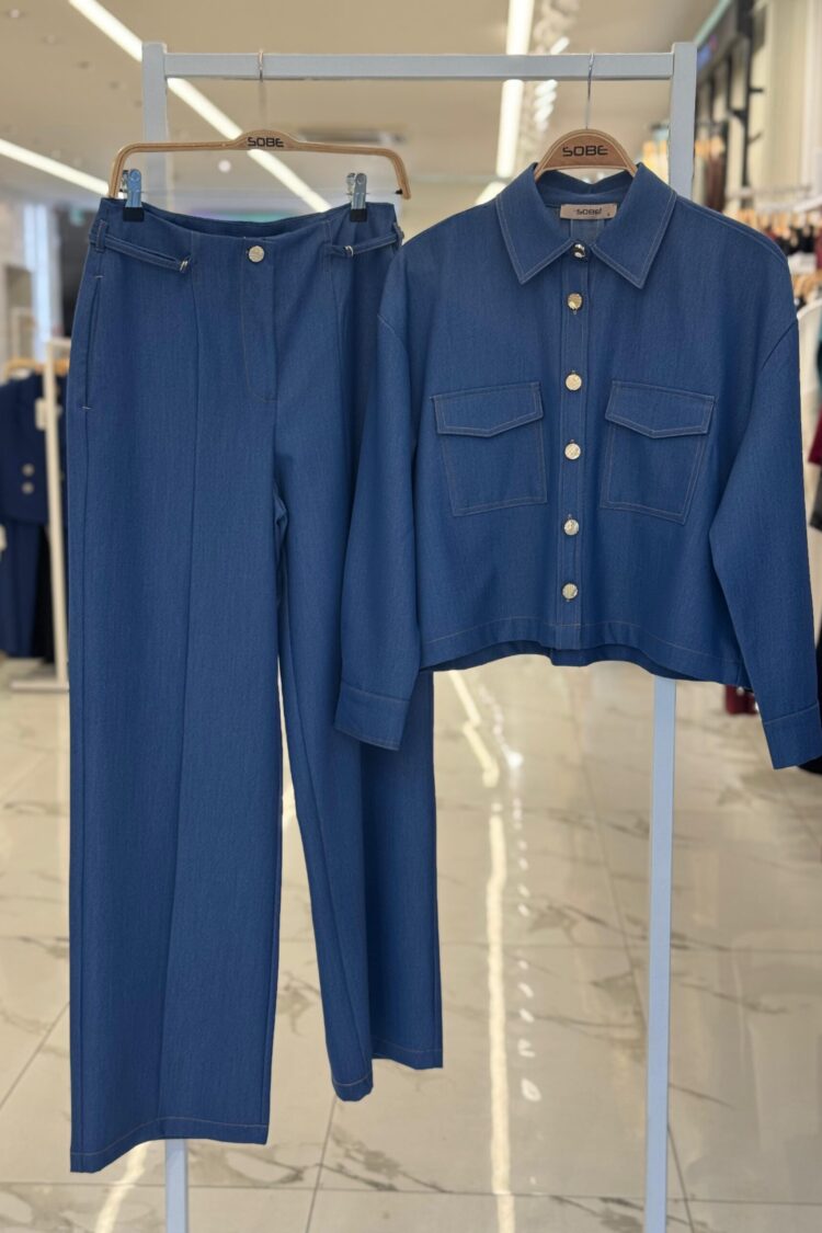 Blue Casual Streetwear Elegant Set
