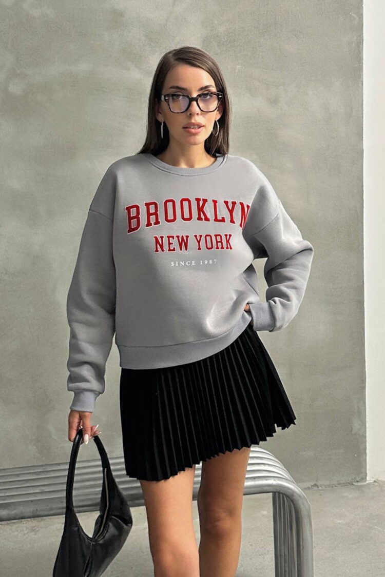 Oversized Fit Sweatshirt With Letter Print - Brand: Mode Roy - Women & Kids, Baby Clothes Wholesale - Globality Store