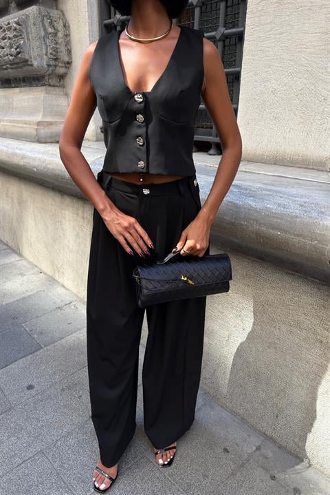 ElegantSet With Palazzo Pants And V-Neck Top