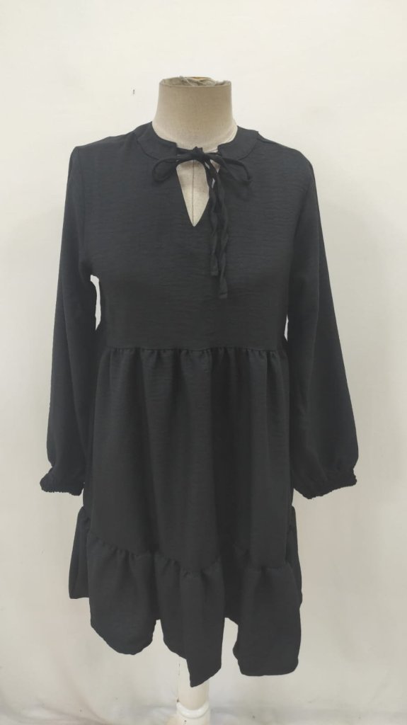 Babydoll Mini Dress With Long Sleeves