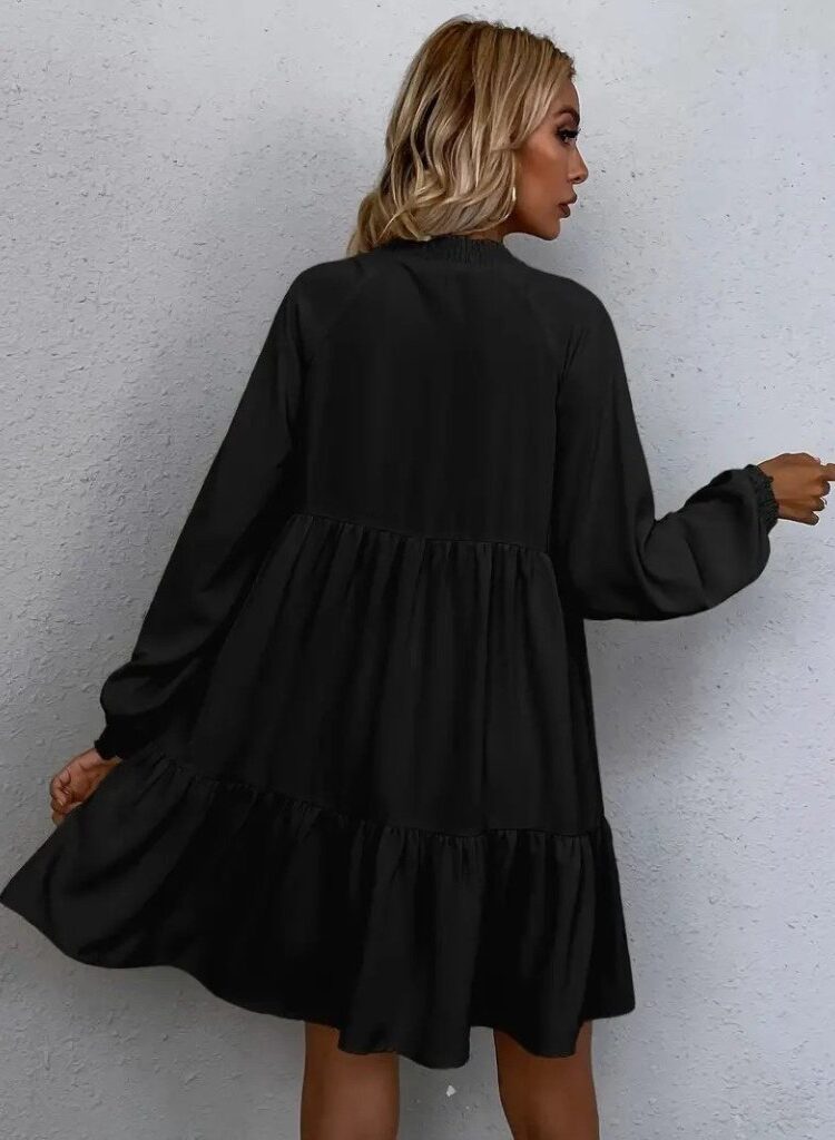 Babydoll Mini Dress With Long Sleeves