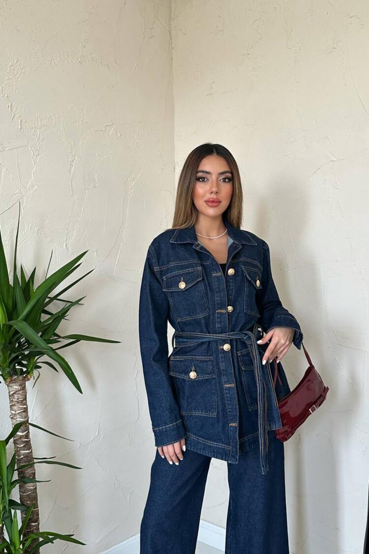 Wholesale Navy Blue Gold Buttoned Trouser Suit