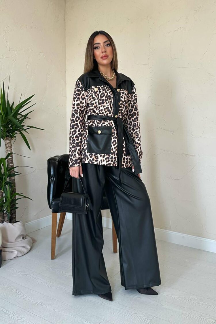 Black Elegant Leopard Print Set