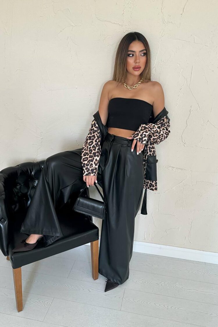 Black Elegant Leopard Print Set