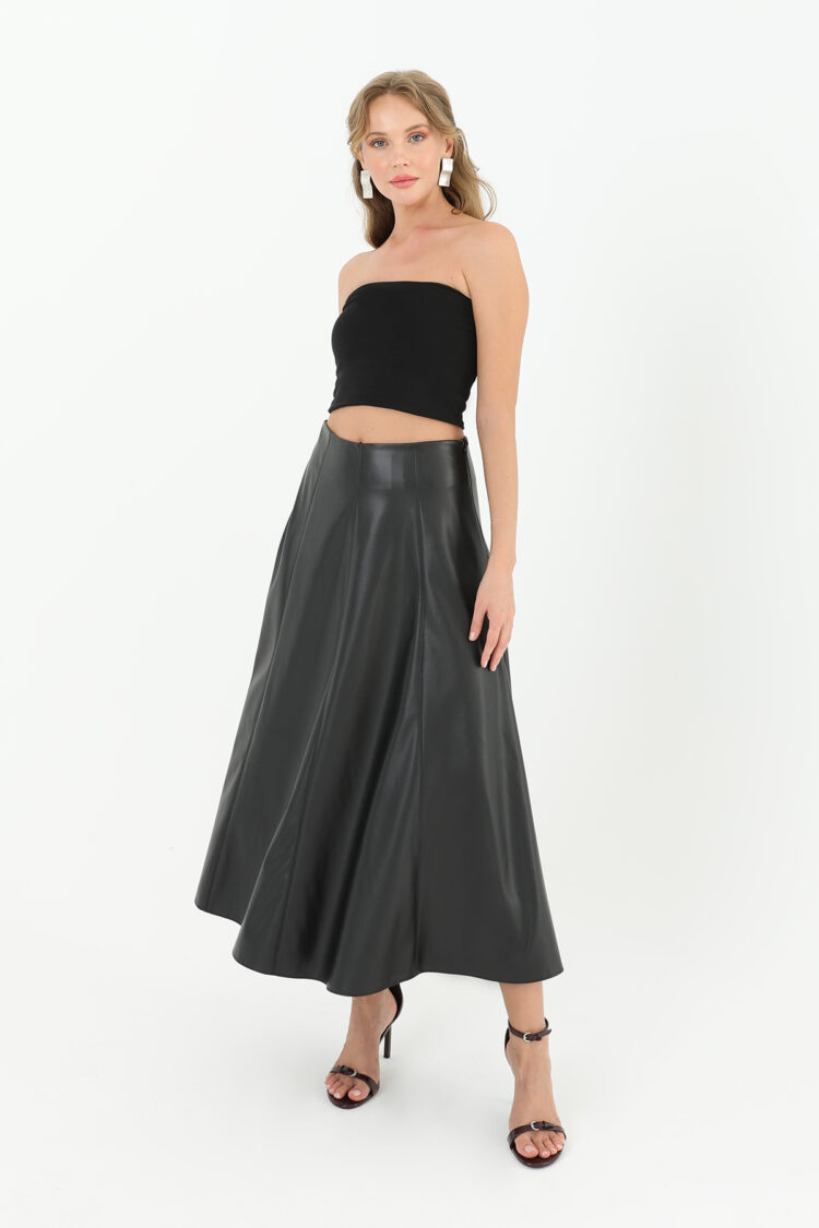 Elegant Glam Flared Midi Skirt