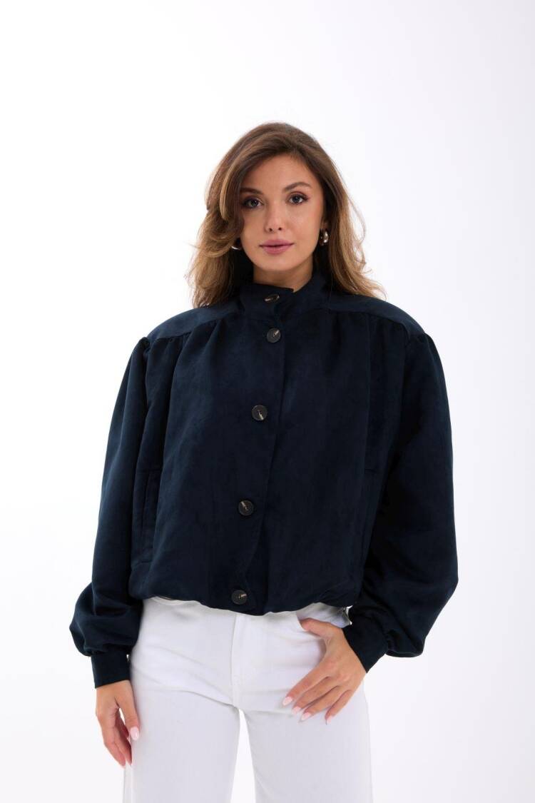 Overshirt Jacket With Band Collar