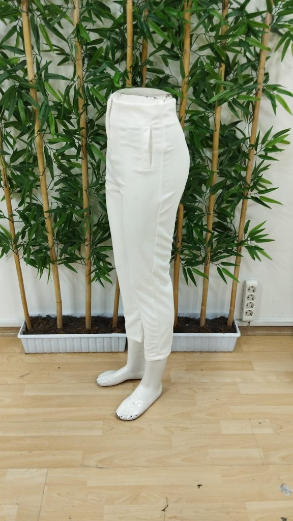 White Elegant Formal Casual Pants