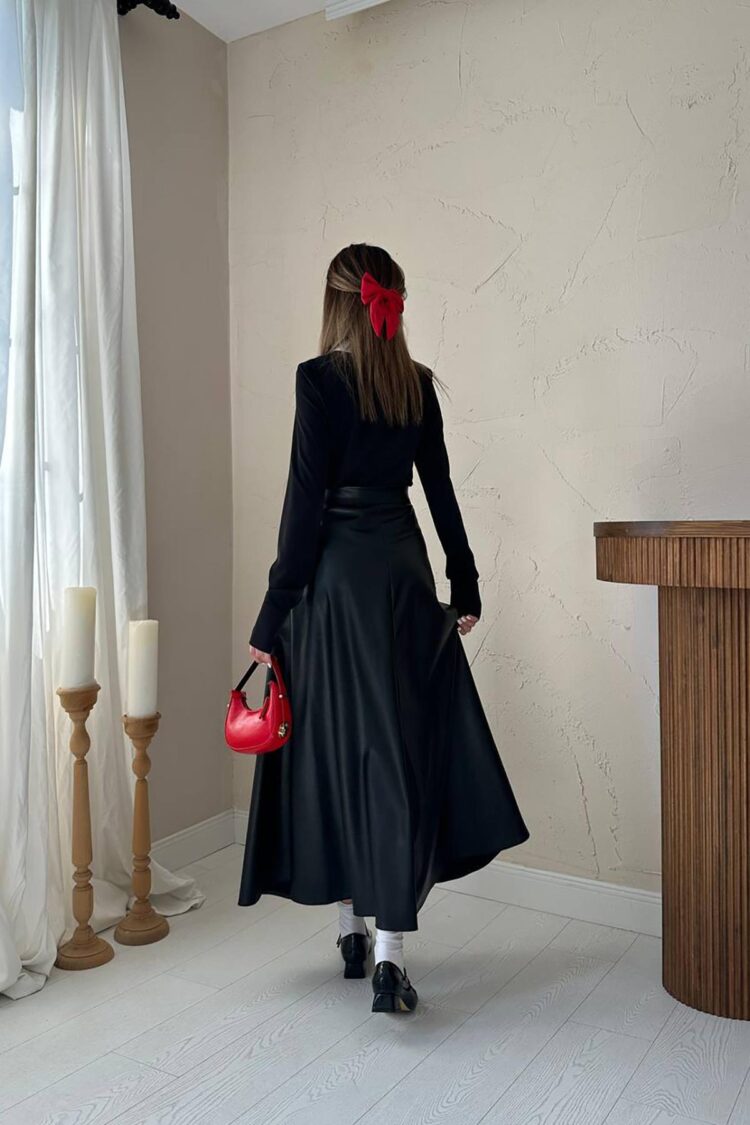 Flared Maxi Skirt With High Waist