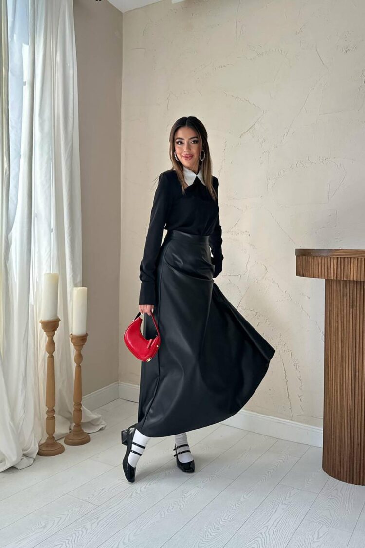 Flared Maxi Skirt With High Waist