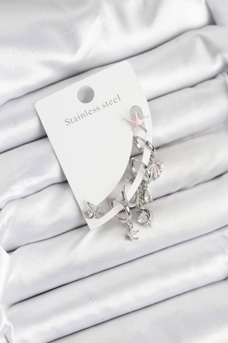 Brass Silver Color Set Earrings - Brand: Ebijuteri - Women & Kids, Baby Clothes Wholesale - Globality Store