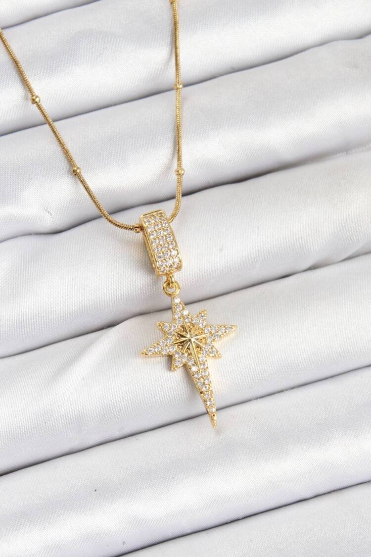 316l Steel Chain Gold Color Pole Star Women Necklace - Brand: Ebijuteri - Women & Kids, Baby Clothes Wholesale - Globality Store
