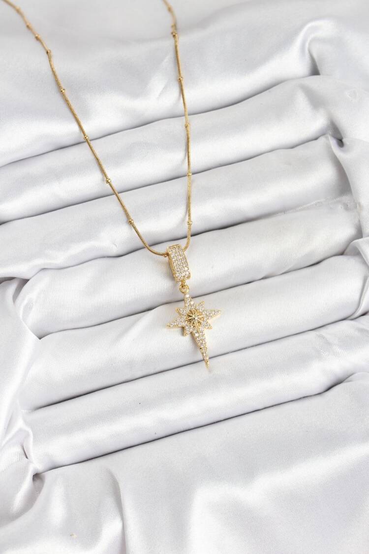 316l Steel Chain Gold Color Pole Star Women Necklace
