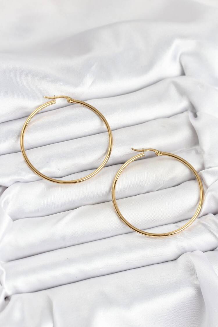 316l Steel Gold Color 45 Mm Ring Women Earrings - Brand: Ebijuteri - Women & Kids, Baby Clothes Wholesale - Globality Store