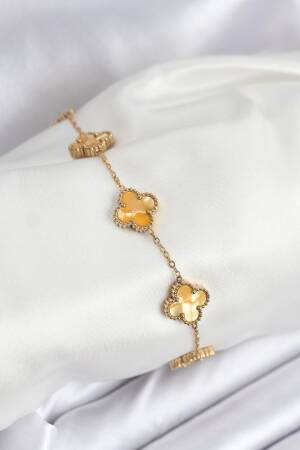 316l Steel Gold Chain Yellow Clover Bracelet - Brand: Ebijuteri - Women & Kids, Baby Clothes Wholesale - Globality Store