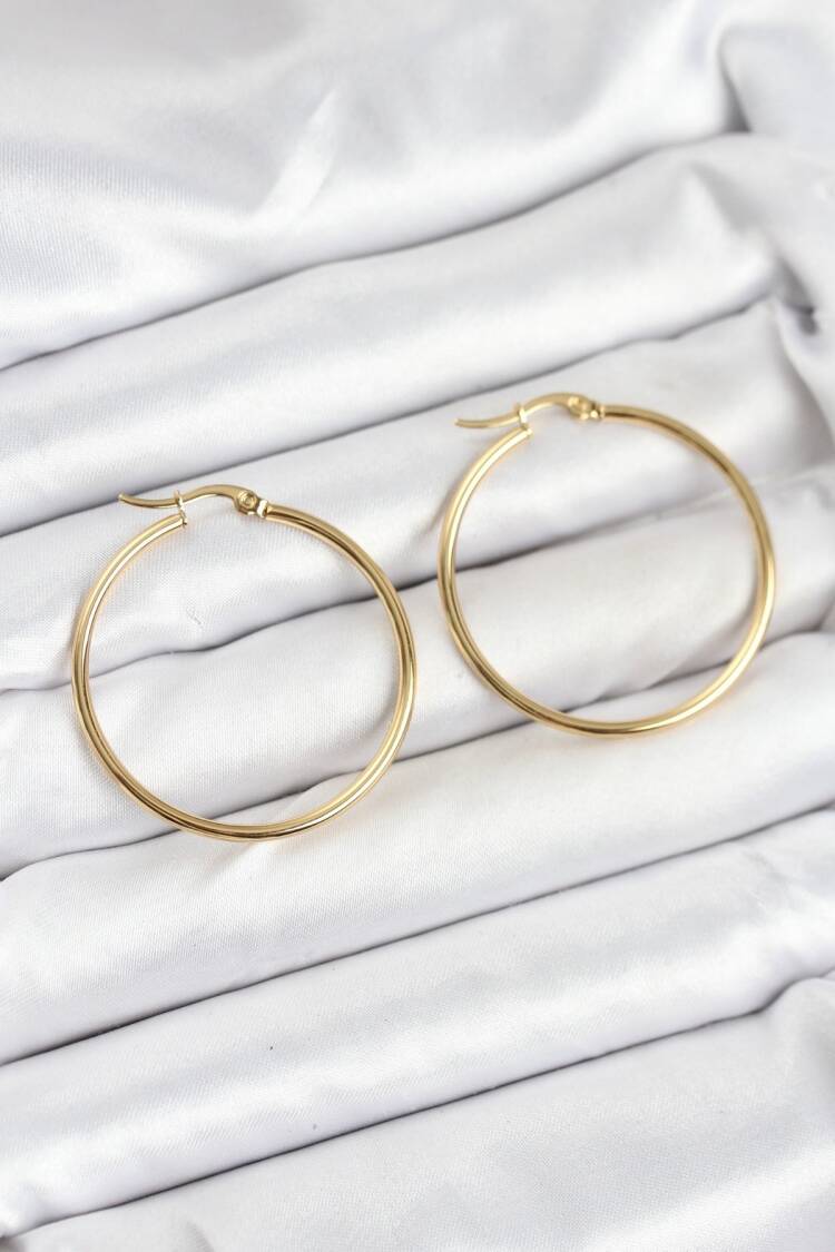 316l Steel Gold Color 35 Mm Ring Women Earrings - Brand: Ebijuteri - Women & Kids, Baby Clothes Wholesale - Globality Store