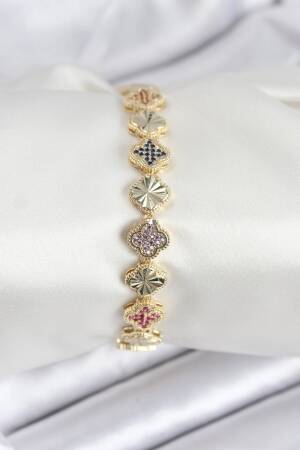 Brass Vip Series Clover Zircon Stone Women's Bracelet - Brand: Ebijuteri - Women & Kids, Baby Clothes Wholesale - Globality Store