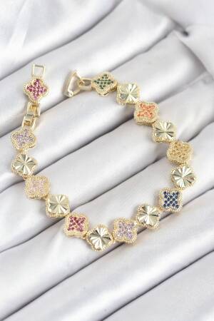 Brass Vip Series Clover Zircon Stone Women's Bracelet - Brand: Ebijuteri - Women & Kids, Baby Clothes Wholesale - Globality Store