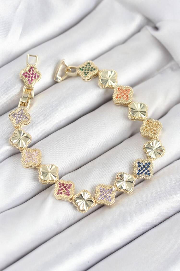 Brass Vip Series Clover Zircon Stone Women's Bracelet