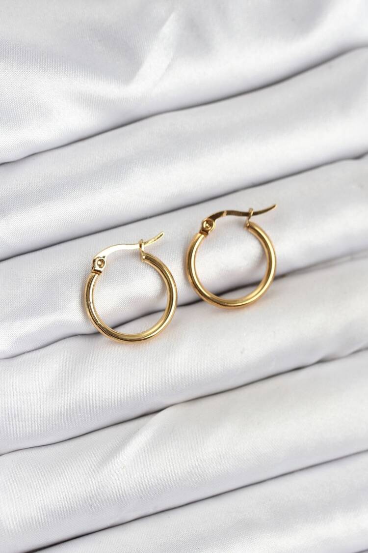 316l Steel Gold Color 15 Mm Ring Women Earrings - Brand: Ebijuteri - Women & Kids, Baby Clothes Wholesale - Globality Store