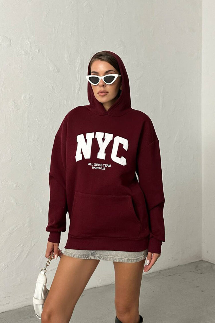 Sweatshirt With Hooded Neck And Oversized Fit