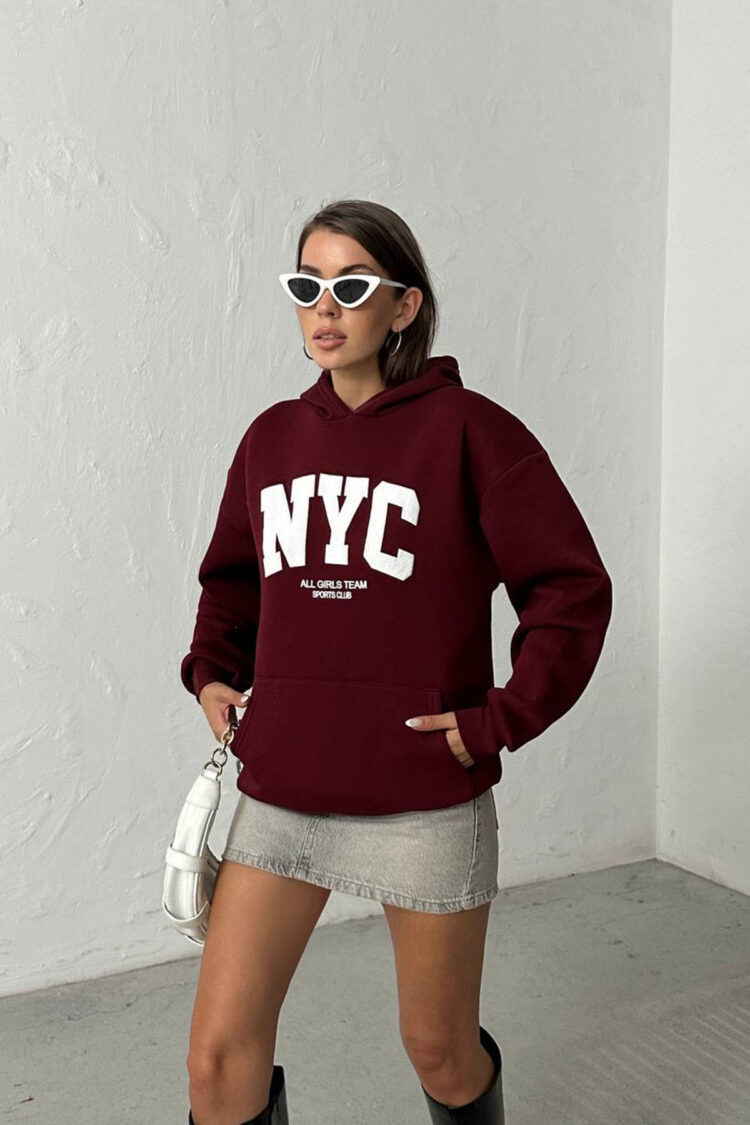 Sweatshirt With Hooded Neck And Oversized Fit