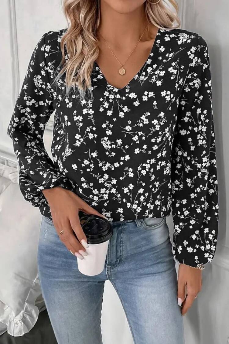 Floral V-Neck Casual Blouse - Brand: Janes - Women & Kids, Baby Clothes Wholesale - Globality Store