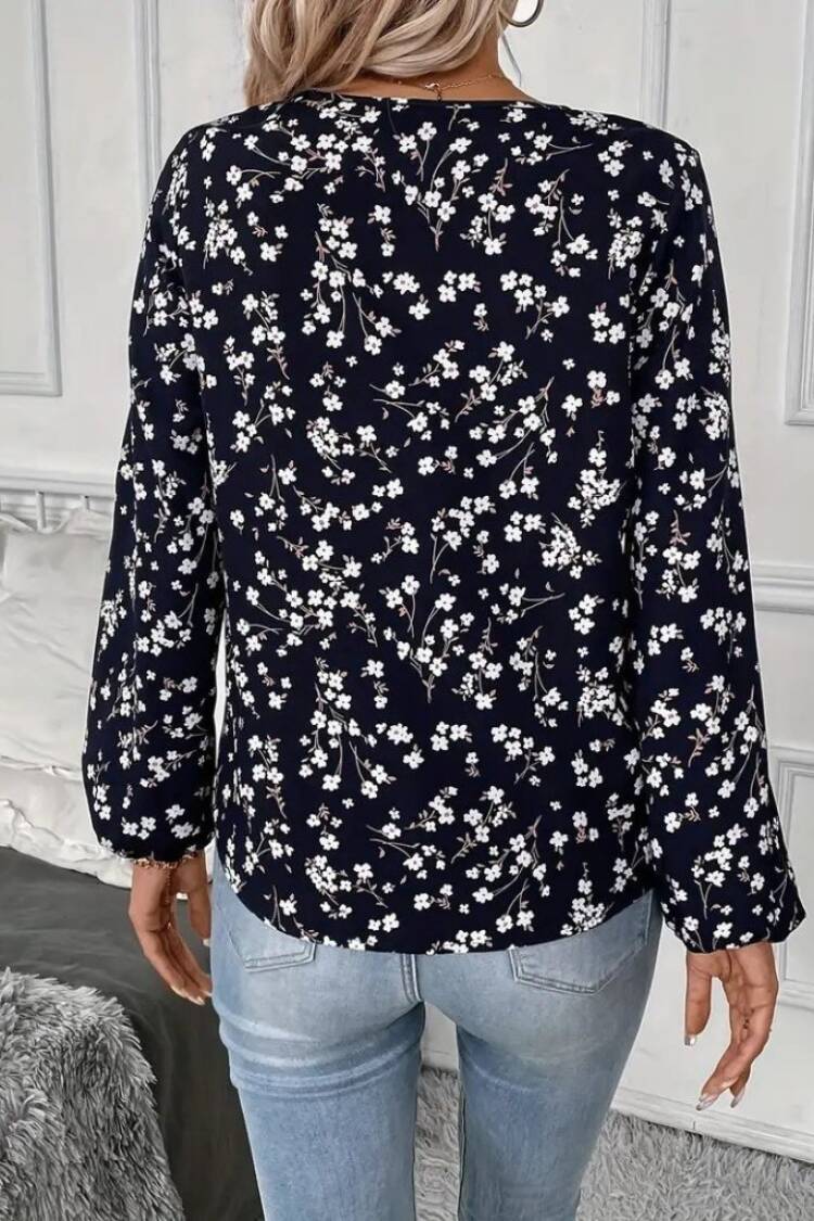 Floral V-Neck Casual Blouse