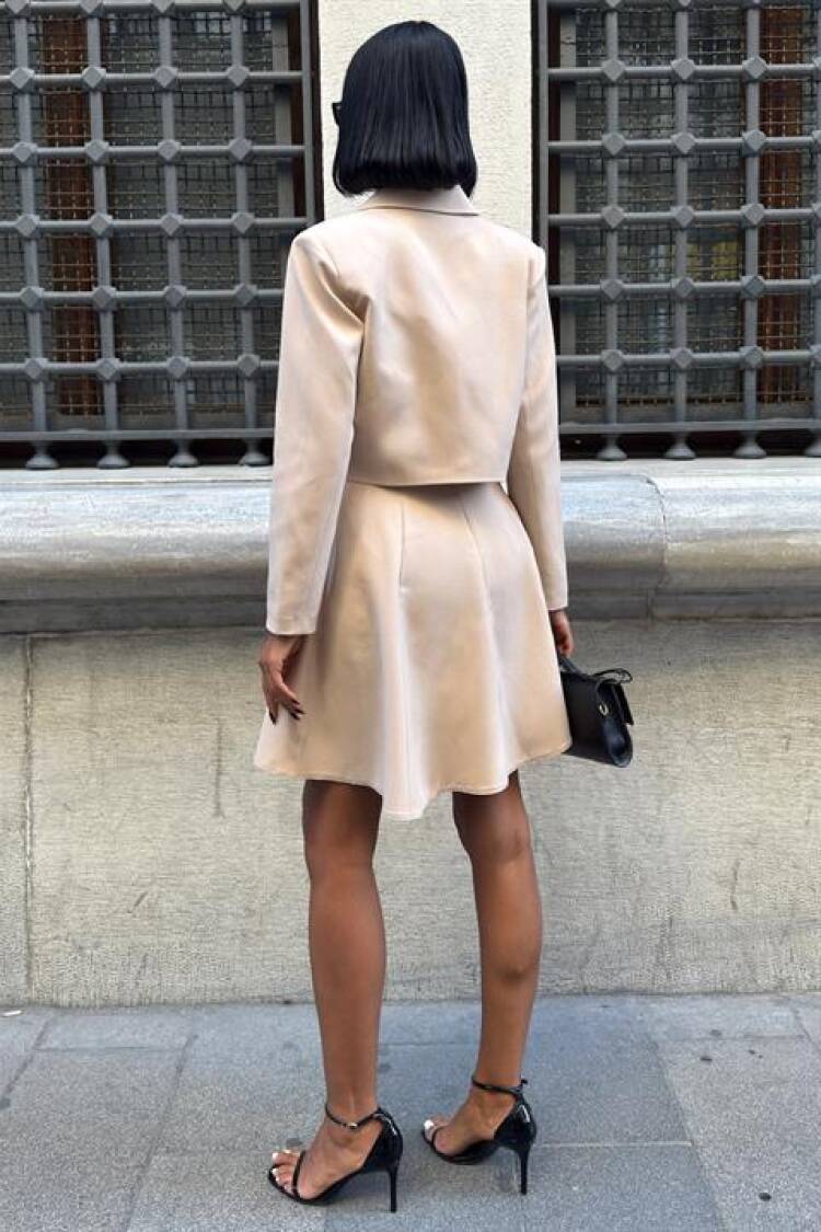 Beige Elegant Formal Sexy Casual Glam Set