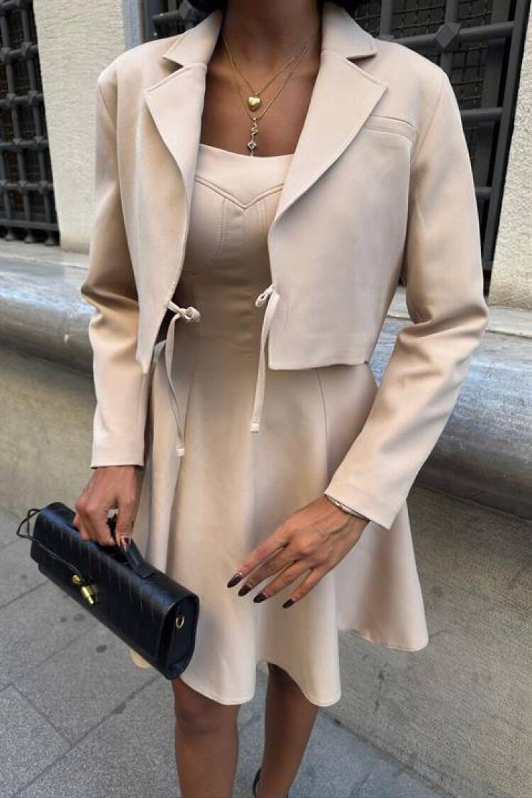 Beige Elegant Formal Sexy Casual Glam Set