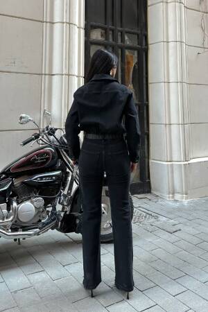 Black Shirt Jumpsuit With Notched Neck & Flap Pockets - Brand: XLove - Women & Kids, Baby Clothes Wholesale - Globality Store