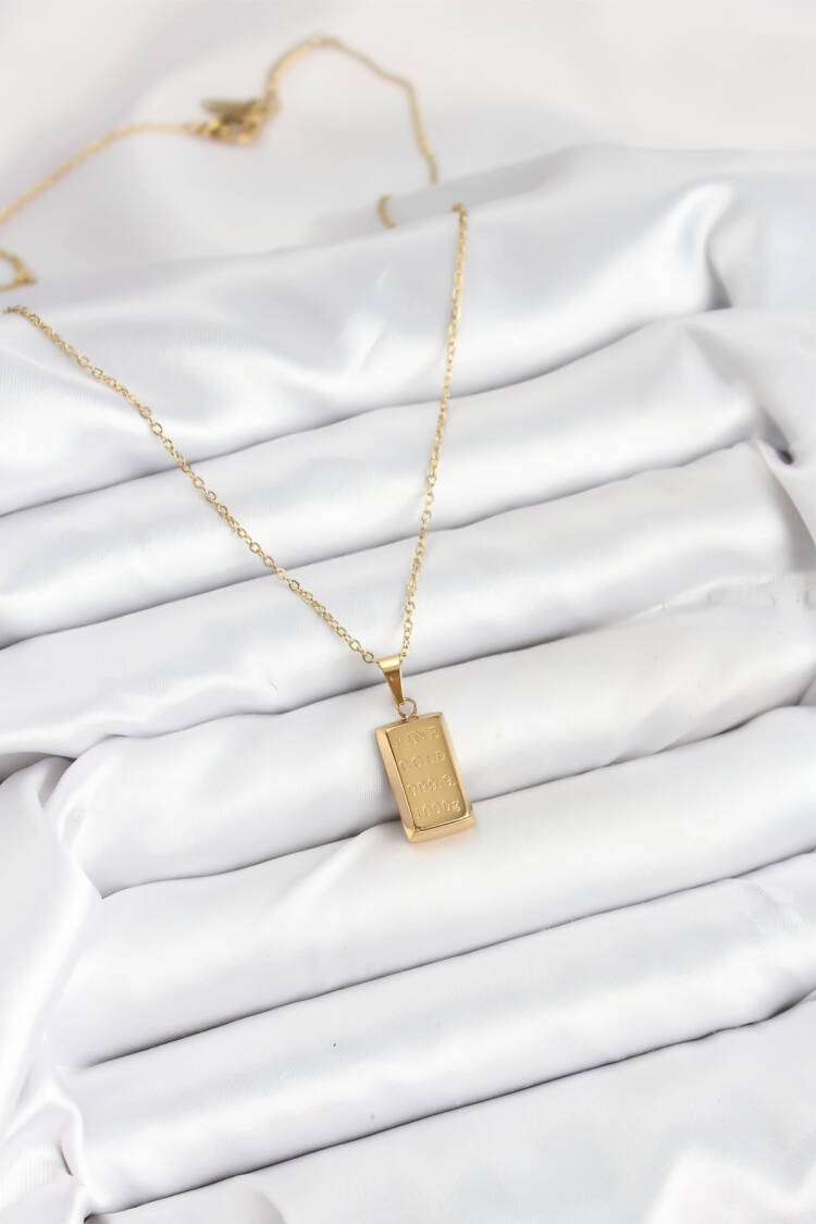 316l Steel Chain Gold Color Ingot Gold Model Women Necklace