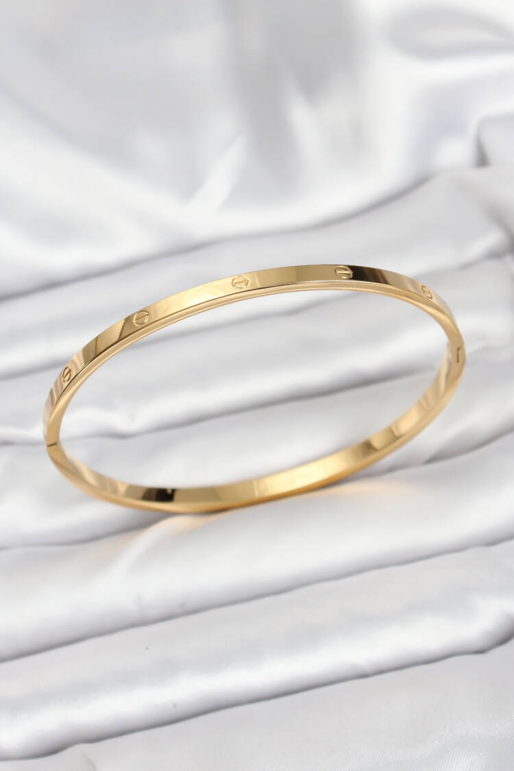 316l Steel Gold Color 65 Mm Thin Women Clamp Bracelet - Brand: Ebijuteri - Women & Kids, Baby Clothes Wholesale - Globality Store