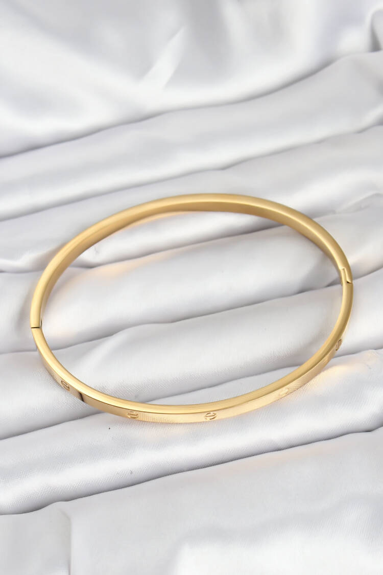 316l Steel Gold Color 65 Mm Thin Women Clamp Bracelet