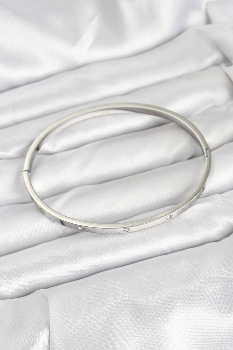 316l Steel Silver Color 65 Mm Thin Women Clamp Bracelet