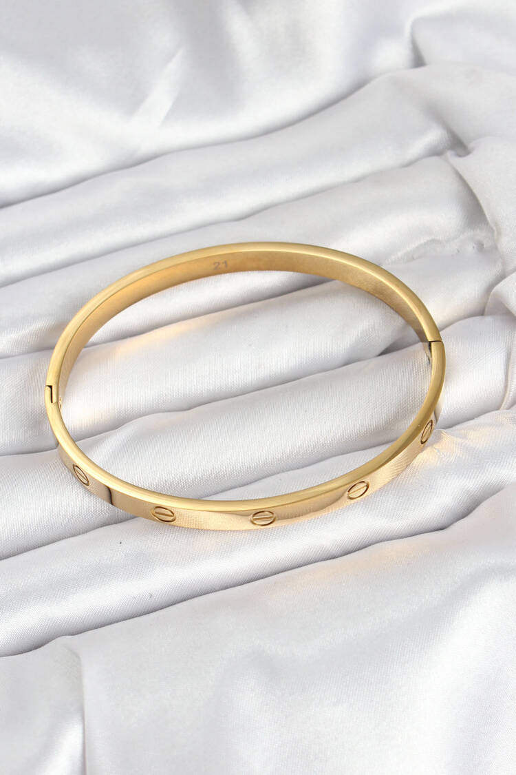 316l Steel Gold Color 65 Mm Women Clamp Bracelet