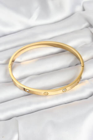 316l Steel Gold Color Zircon Stone 65 Mm Women Clamp Bracelet - Brand: Ebijuteri - Women & Kids, Baby Clothes Wholesale - Globality Store