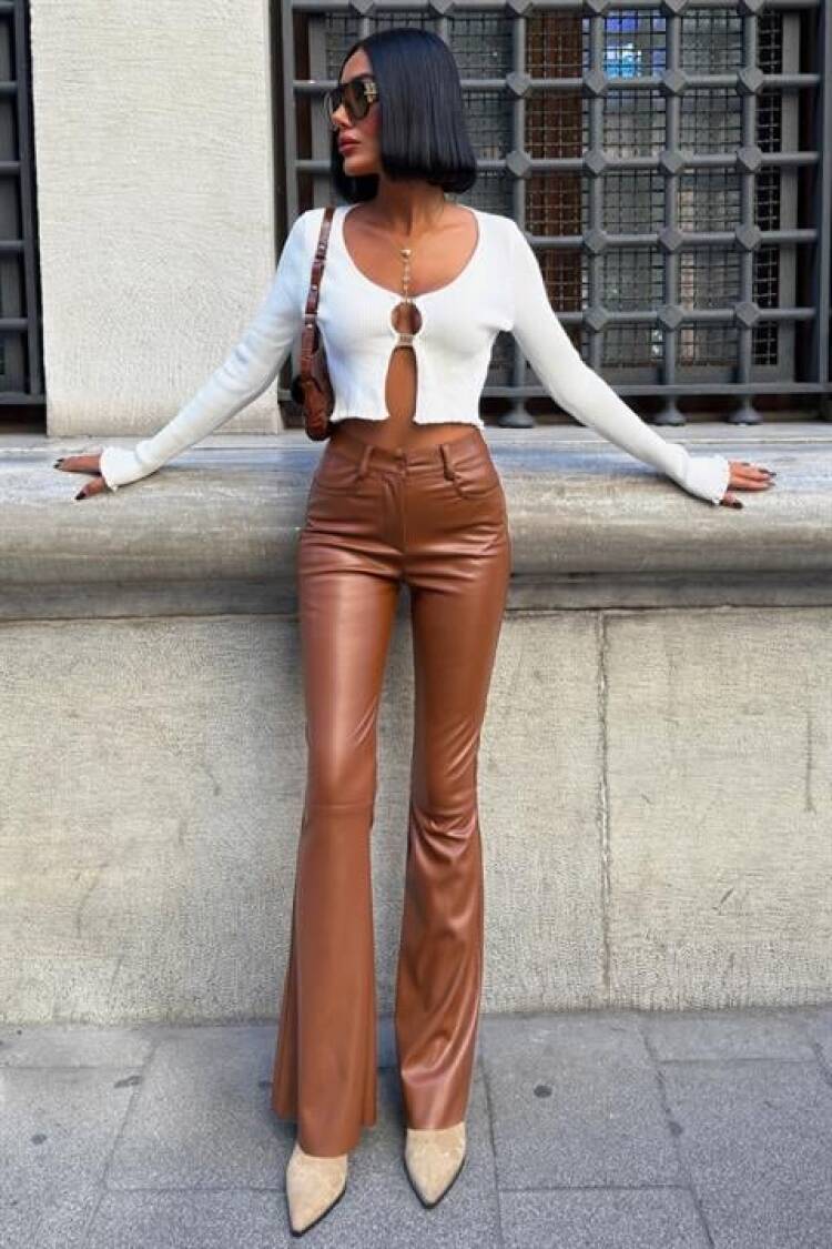 Brown Bootcut Flare Leg Pants