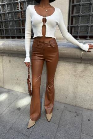 Brown Bootcut Flare Leg Pants - Brand: Sobe Istanbul - Women & Kids, Baby Clothes Wholesale - Globality Store