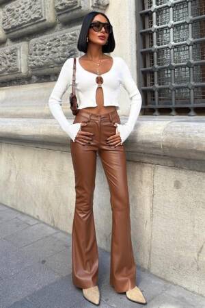 Brown Bootcut Flare Leg Pants - Brand: Sobe Istanbul - Women & Kids, Baby Clothes Wholesale - Globality Store