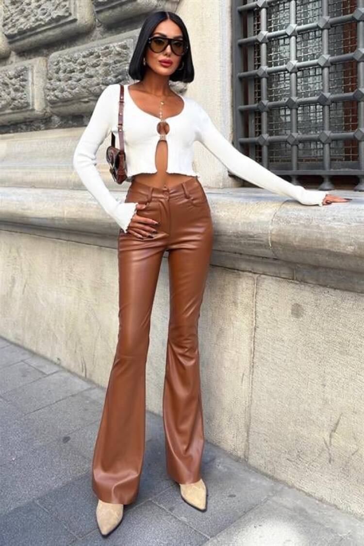 Brown Bootcut Flare Leg Pants