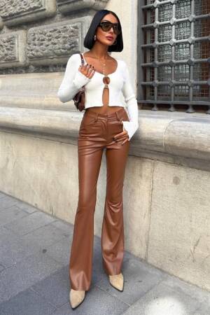 Brown Bootcut Flare Leg Pants - Brand: Sobe Istanbul - Women & Kids, Baby Clothes Wholesale - Globality Store
